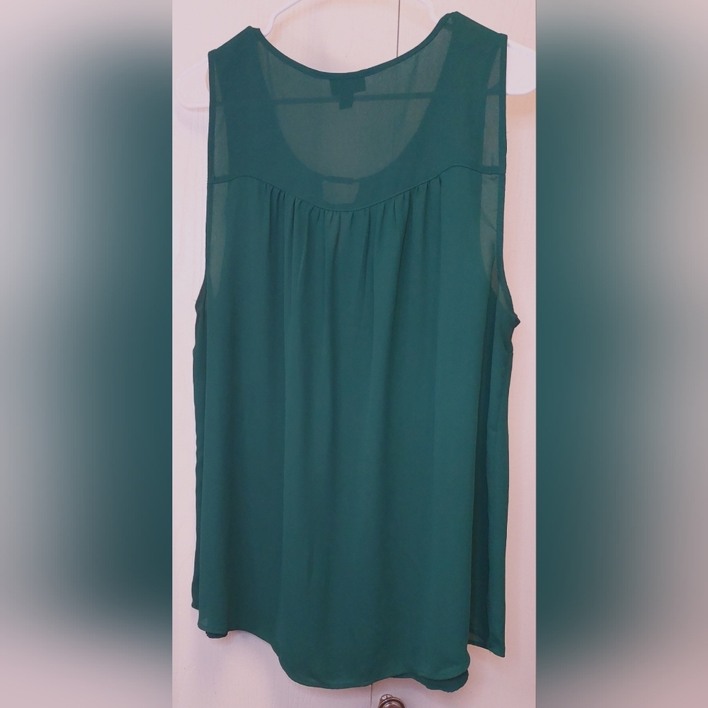 Torrid Green Clip Keyhole Top Size 1X Sleeveless Tank SemiSheer Chiffon Camisole - Picture 5 of 10